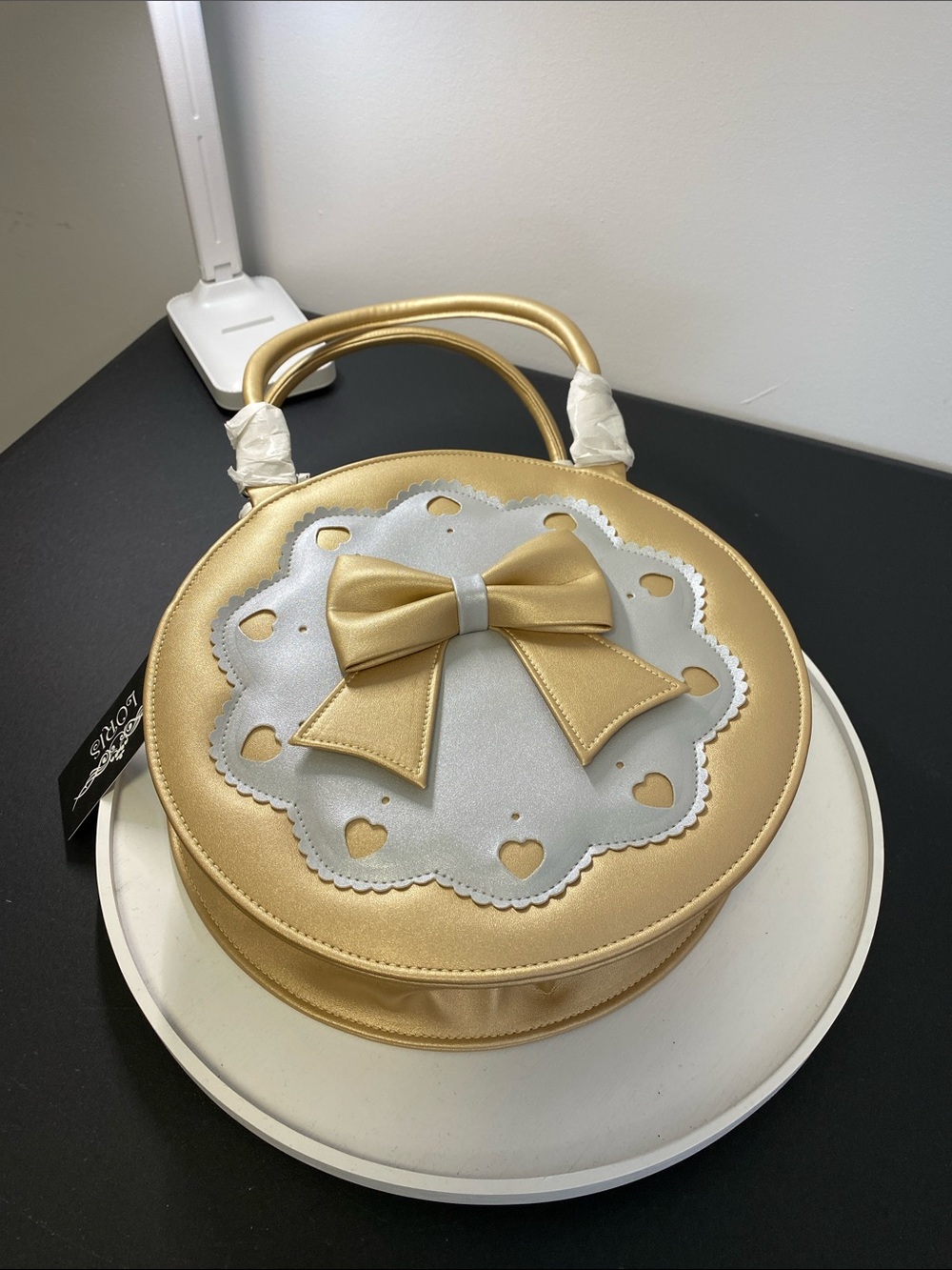 2 for $25 - Loris Gold Round Bow Accent Handbag, Lolita Style, NWT